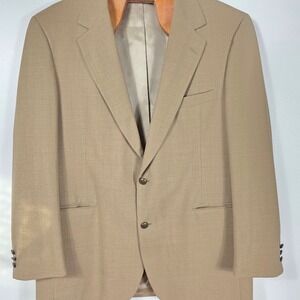 VTG Jos. A. Bank Mens Tan Two Button Crest Gold Button Blazer Sport Coat 46LFlaw